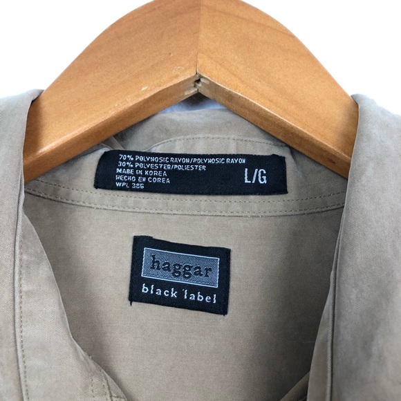 Haggar Black Label Mens Tan Button Down Large - Picture 4 of 7